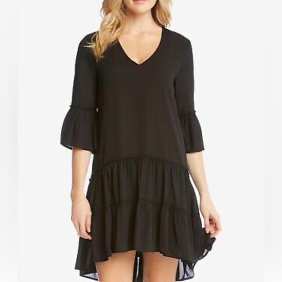 Final Sale!!! KAREN KANE Marigold V-Neck Ruffled High Low Tiered Dress M USA - Picture 11 of 11